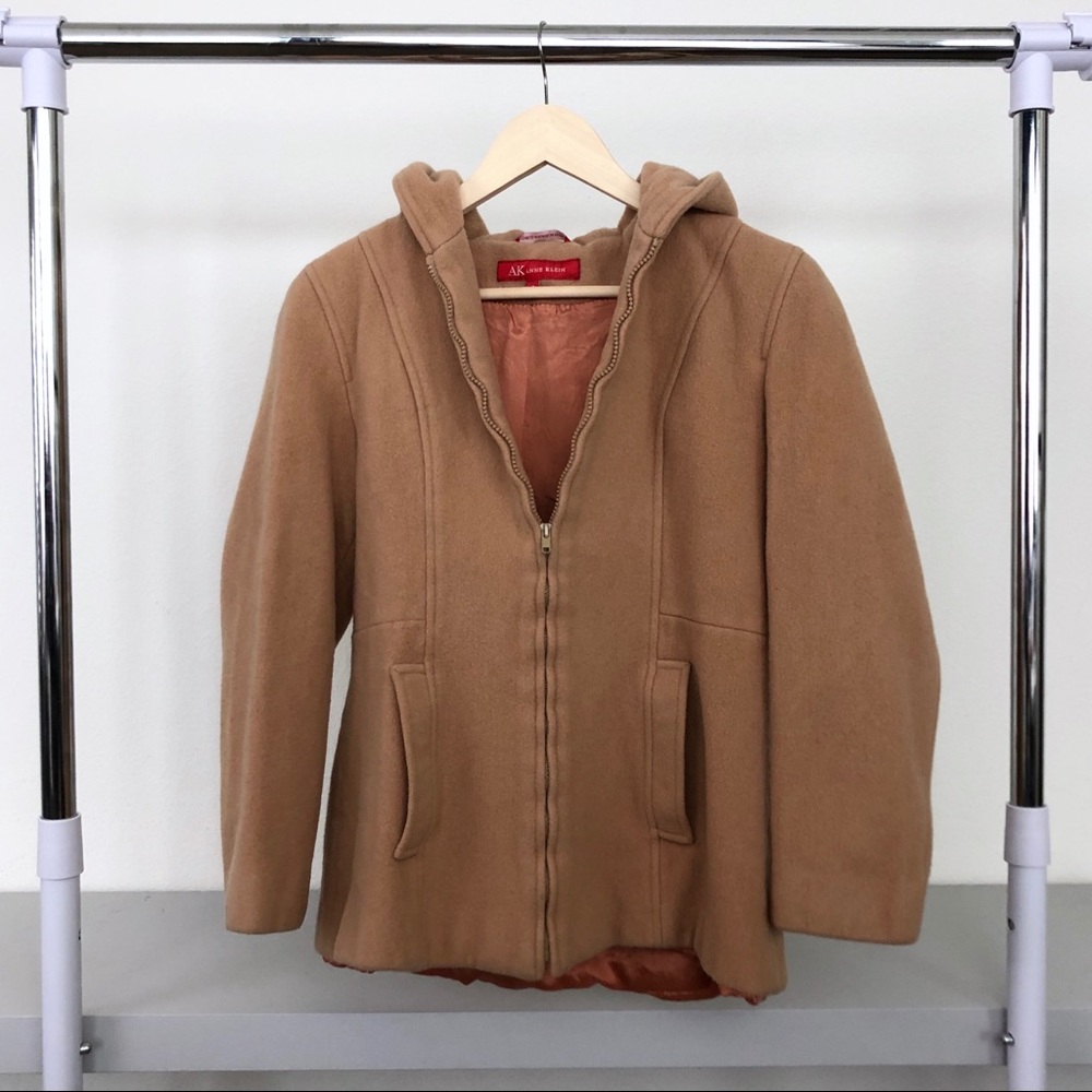 Anne Klein Tan Zip Up Hooded Coat Jacket